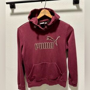 Puma Hoodie Sweatshirt, size Large, Plum color with Fabric embroidered logo